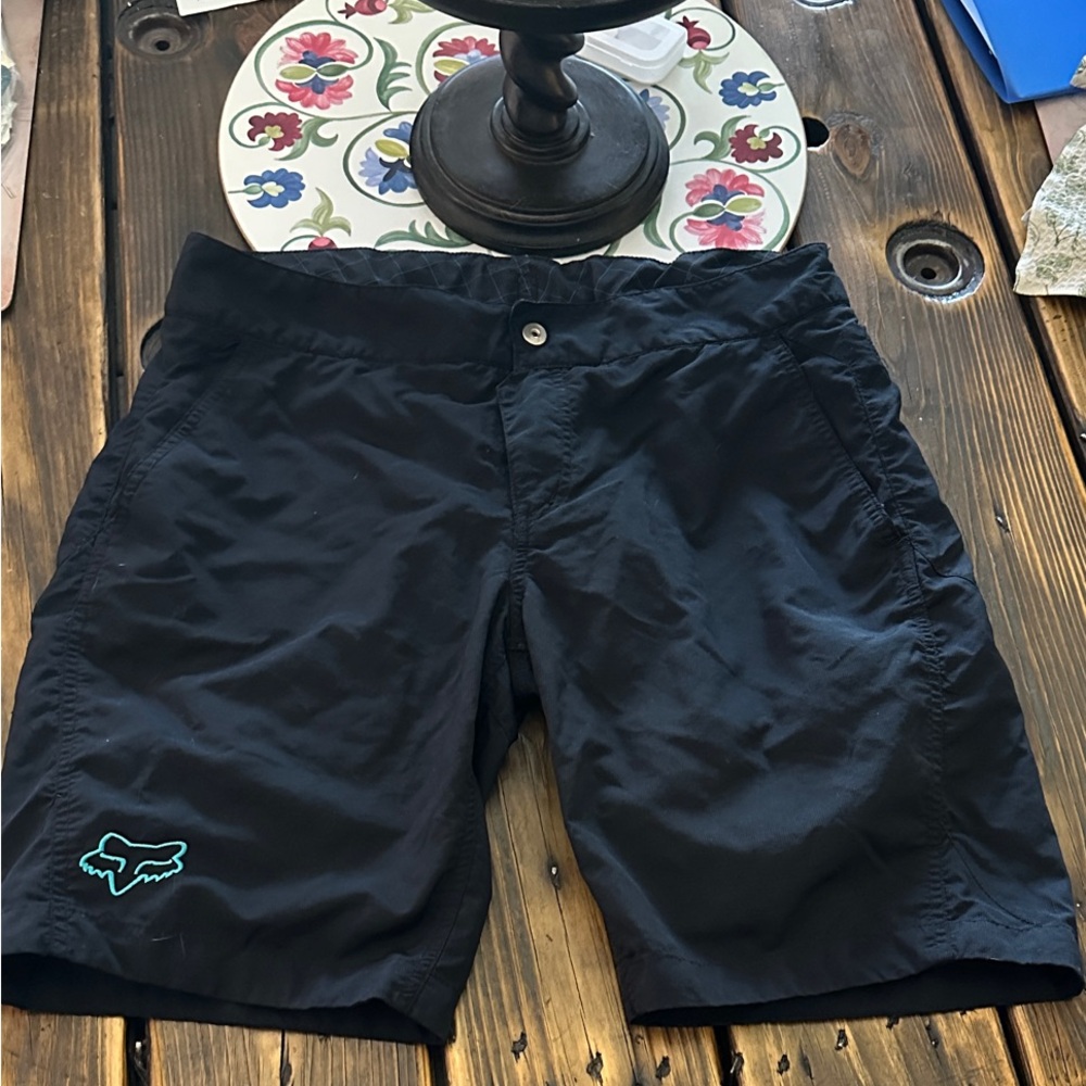 Fox Black Shorts with Aqua Logo